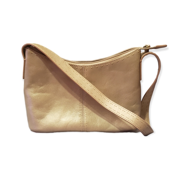 Vintage Fossil Shoulder PurseGold Genuine Leather Metallic 1954 - Picture 3 of 8